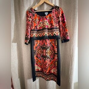 Elegant Long Sleeve Paisley Dress